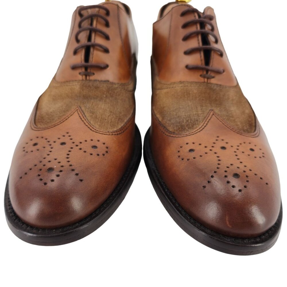 New Bruno Magli Italy Brown Leather Suede Wingtip Oxfords Mens 10M Dress Shoes - Picture 10 of 13